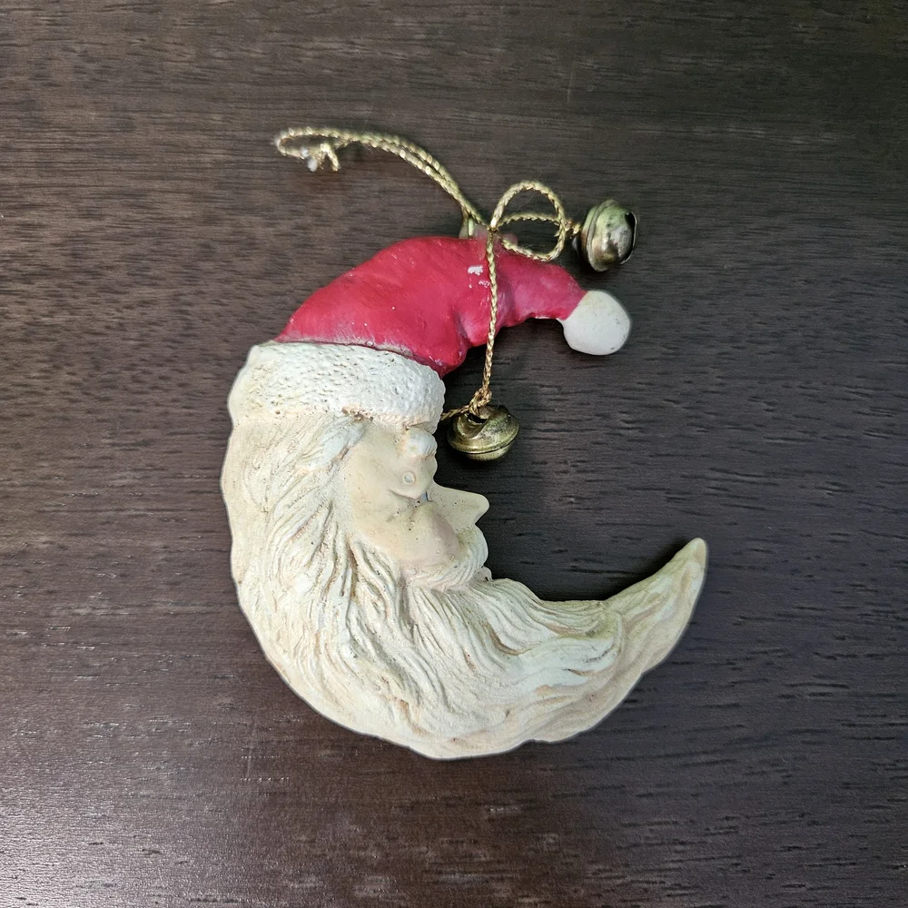 Vintage‎ Santa Half Moon Cresent Holiday Ornament